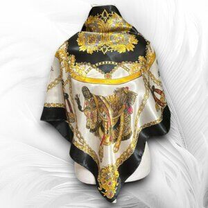 Stylish Scarf with Baroque Ornament Size: 35 x 35 inch